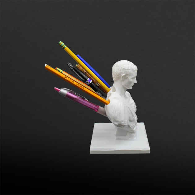 Julius Caesar Statue Office Desk Pen Holder