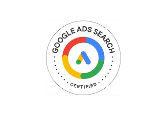 Official Google Ads Search Certified badge, indicating expertise in managing Google Ads campaigns.