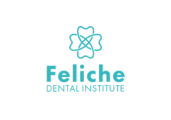 Feliche Dental Institute logo featuring an interlocking teal clover-like design made of four teeth shapes above the text 'Feliche Dental Institute'.
