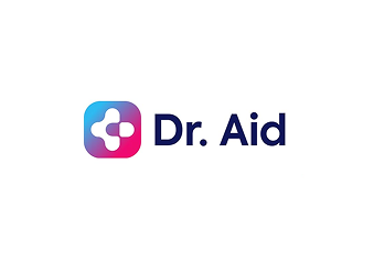 Dr. Aid logo featuring a gradient blue to pink cross icon within a rounded square, next to the text 'Dr. Aid'.